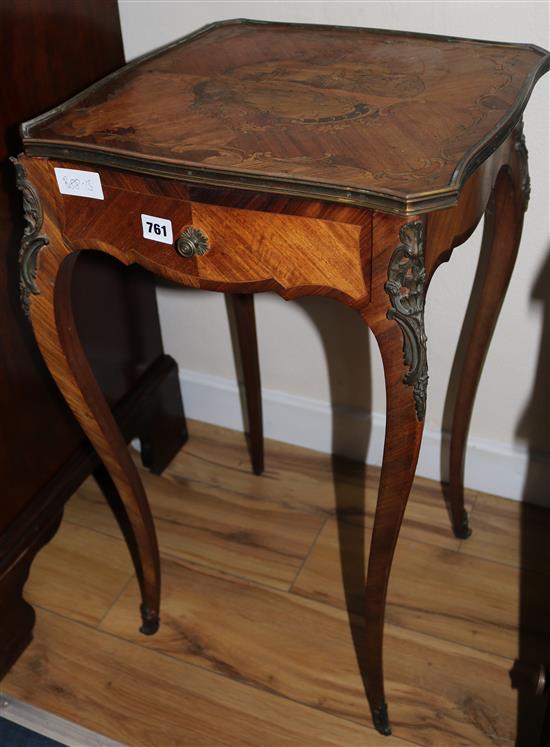 A French marquetry inlaid kingwood occasional table, H.73cm